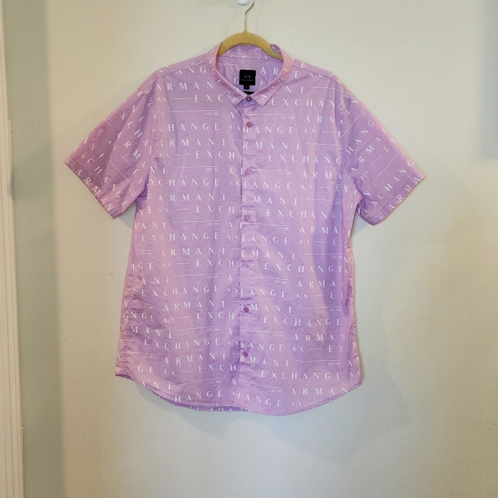 Armani Exchange~Shortsleve Button Down Dress Shirt Size XXL Slim